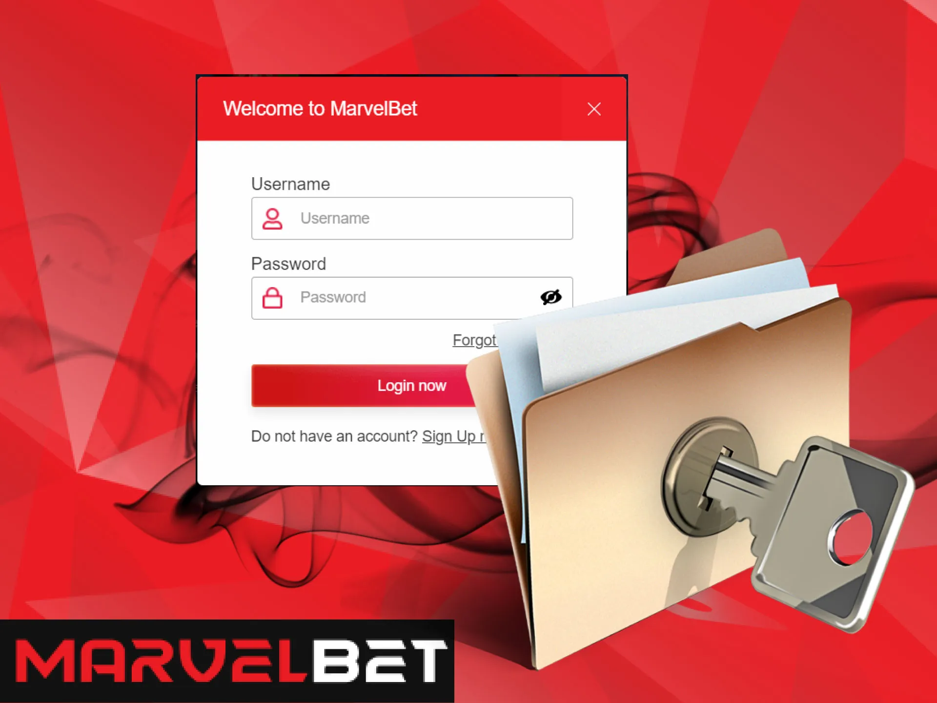 Use your username and password to log in to MarvelBet.