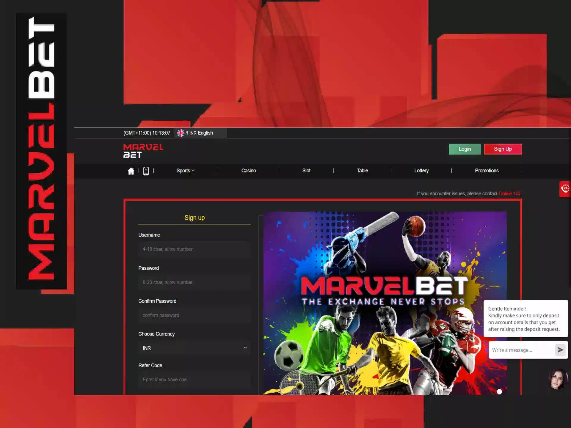 Register at MarvelBet to place bets and play casino games.